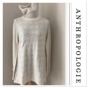 Anthropologie HWR monogram Button Side Turtleneck
